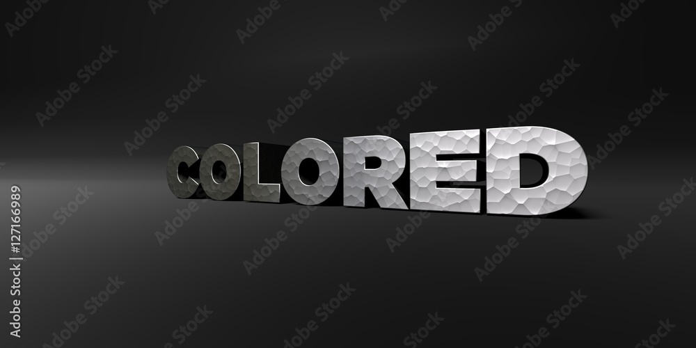 Fototapete colored - hammered metal finish text on black studio - 3d rendered royalty free stock photo. this im