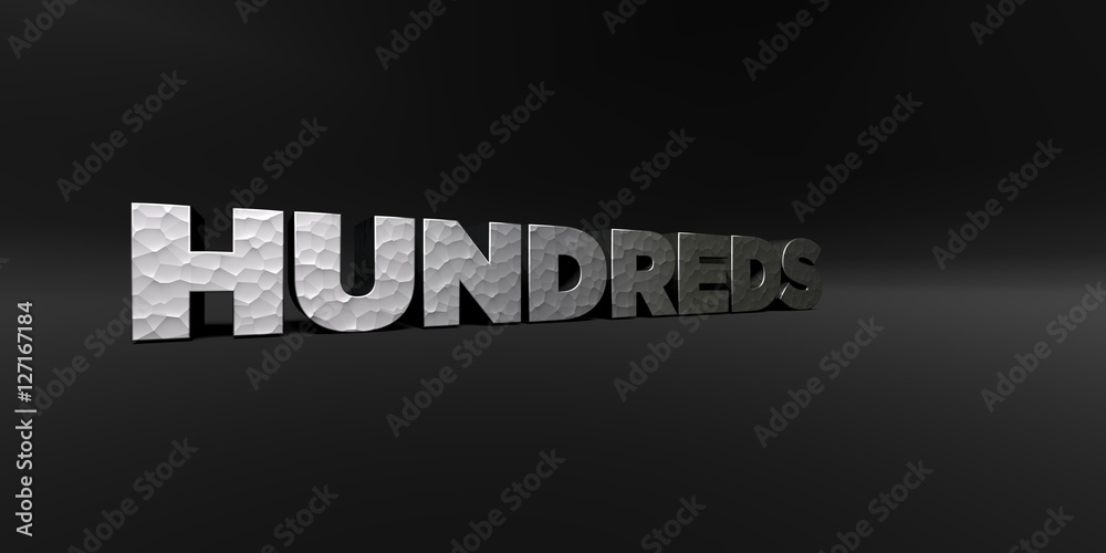 Fototapete hundreds - hammered metal finish text on black studio - 3d rendered royalty free stock photo. this i