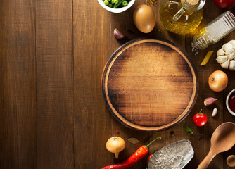 spice and herb  on wood