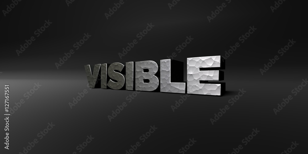 Fototapete visible - hammered metal finish text on black studio - 3d rendered royalty free stock photo. this im