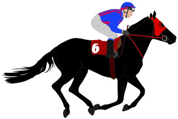 jockey riding race horse illustration 6 - vector
