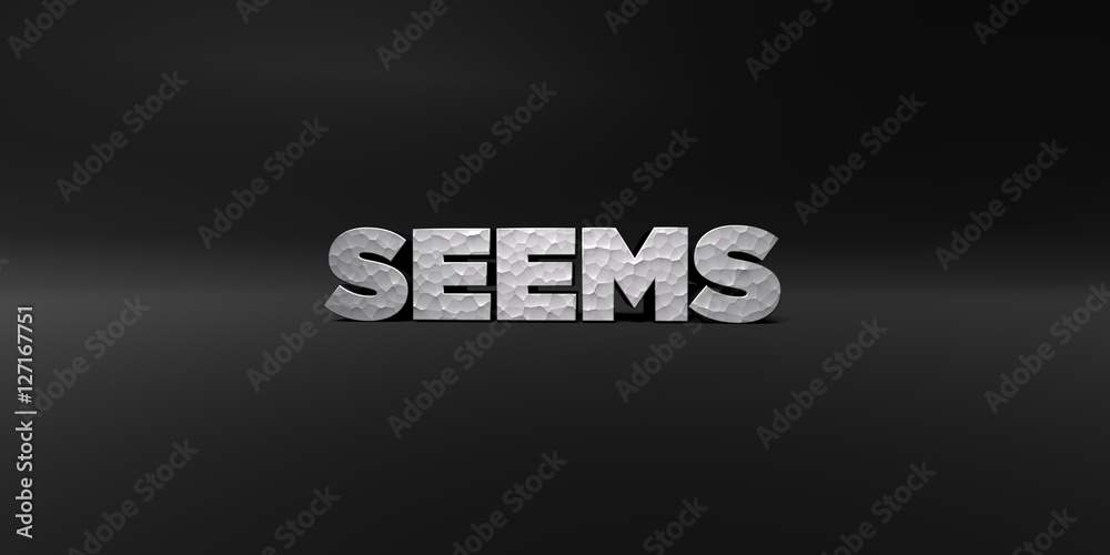 Fototapete seems - hammered metal finish text on black studio - 3d rendered royalty free stock photo. this imag