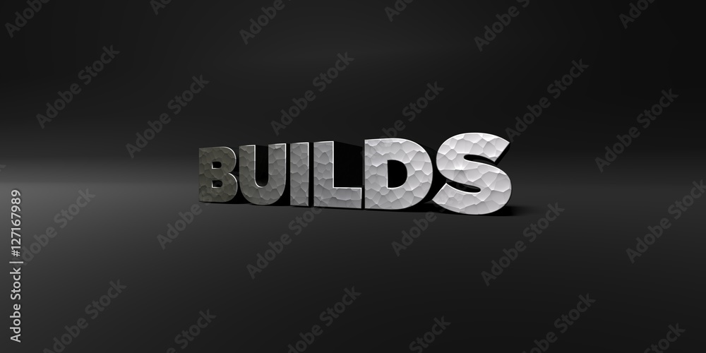 Fototapete builds - hammered metal finish text on black studio - 3d rendered royalty free stock photo. this ima