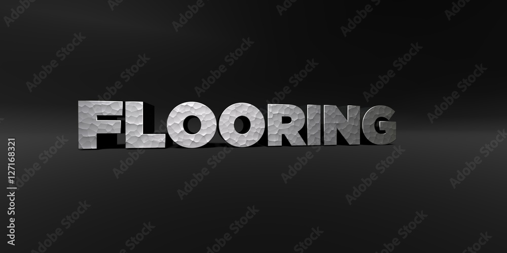 Fototapete flooring - hammered metal finish text on black studio - 3d rendered royalty free stock photo. this i