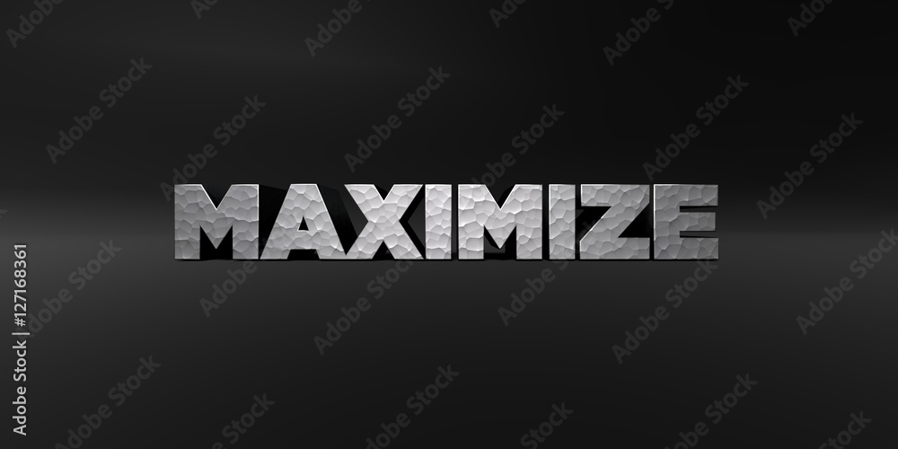 Fototapete maximize - hammered metal finish text on black studio - 3d rendered royalty free stock photo. this i