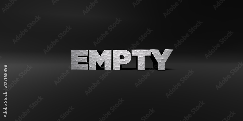 Fototapete EMPTY - hammered metal finish text on black studio - 3D rendered royalty free stock photo. This image can be used for an online website banner ad or a print postcard.