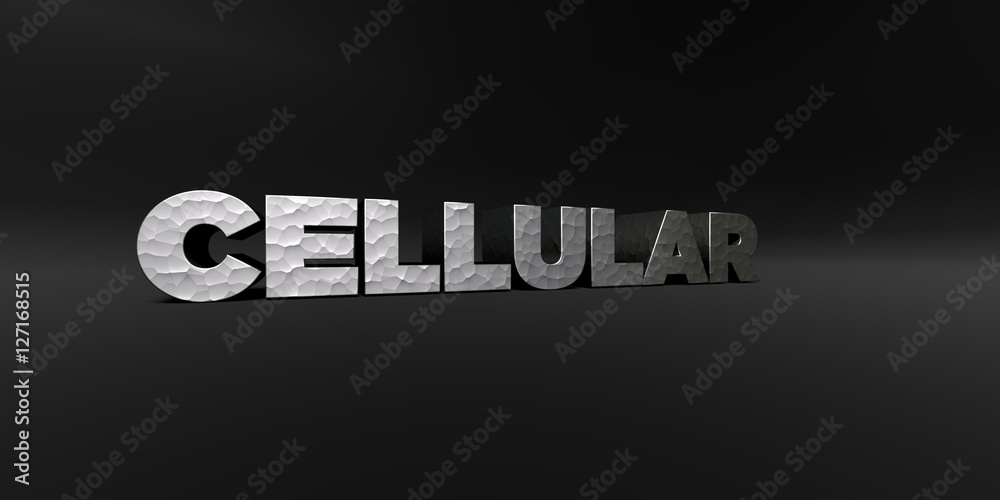 Fototapete cellular - hammered metal finish text on black studio - 3d rendered royalty free stock photo. this i