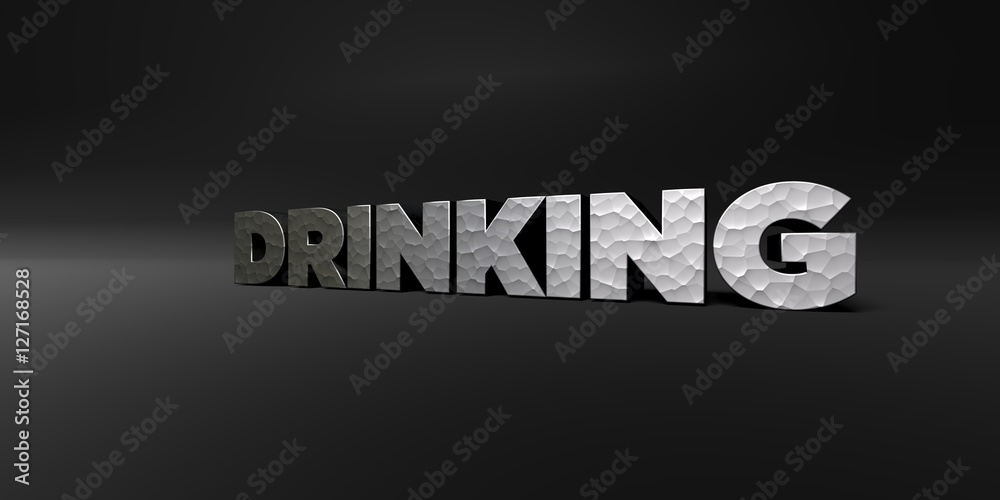 Fototapete drinking - hammered metal finish text on black studio - 3d rendered royalty free stock photo. this i
