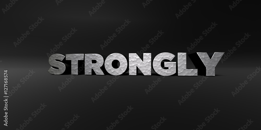 Fototapete strongly - hammered metal finish text on black studio - 3d rendered royalty free stock photo. this i