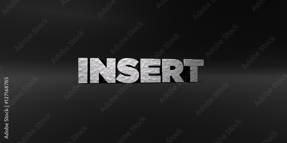 Fototapete insert - hammered metal finish text on black studio - 3d rendered royalty free stock photo. this ima