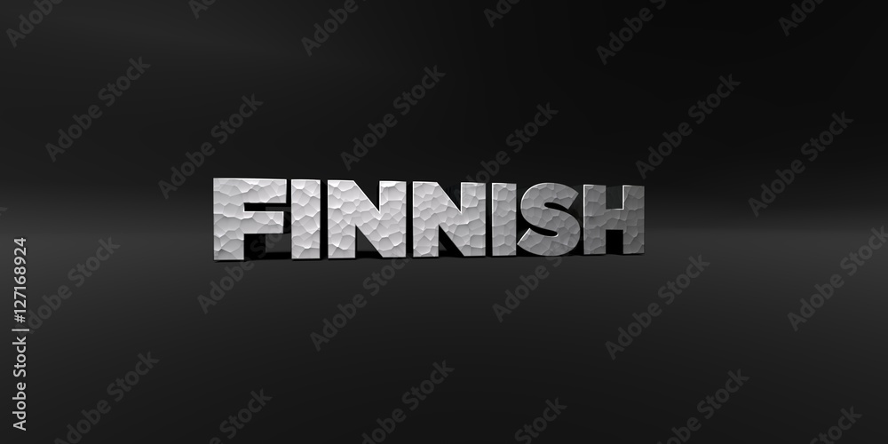 Fototapete finnish - hammered metal finish text on black studio - 3d rendered royalty free stock photo. this im