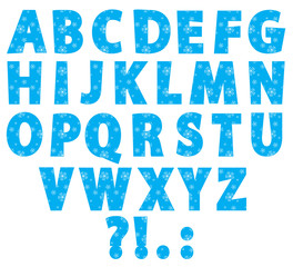 winter English alphabet with snowlakes pattern