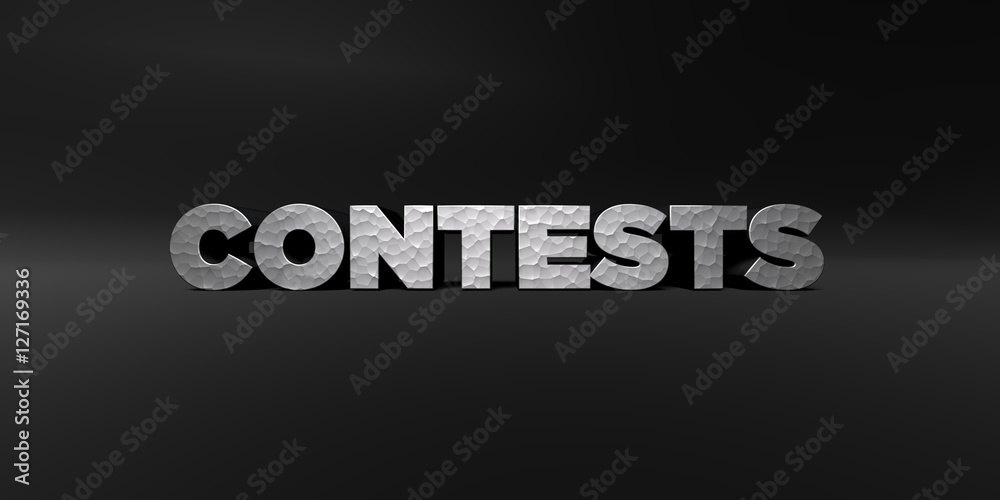 Fototapete contests - hammered metal finish text on black studio - 3d rendered royalty free stock photo. this i