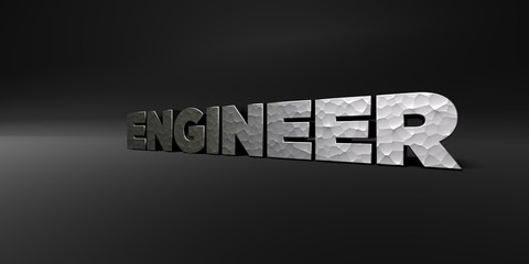 ENGINEER - hammered metal finish text on black studio - 3D rendered royalty free stock photo. This image can be used for an online website banner ad or a print postcard.