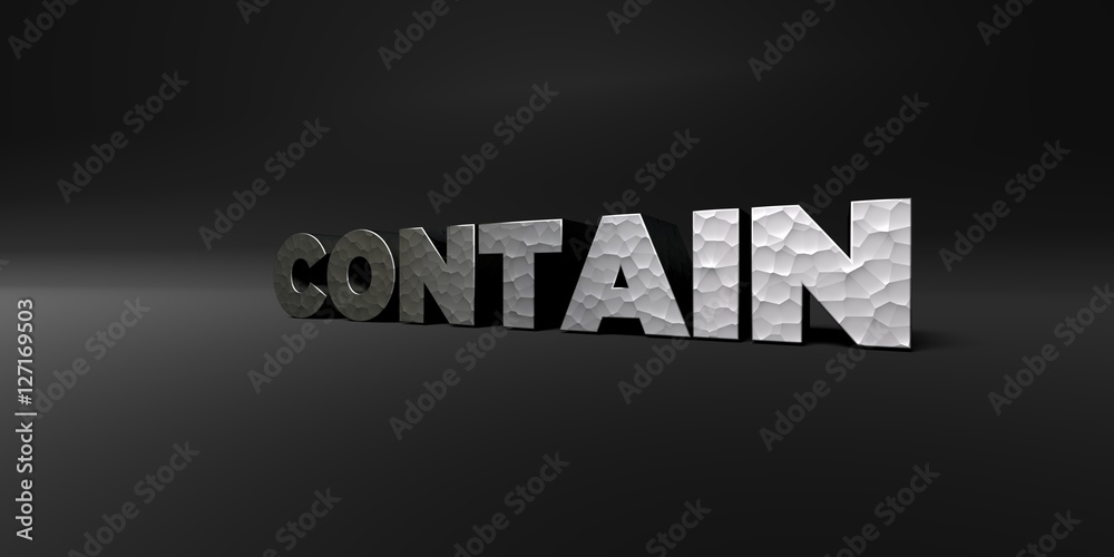 Fototapete contain - hammered metal finish text on black studio - 3d rendered royalty free stock photo. this im