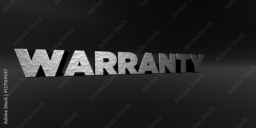 Fototapete warranty - hammered metal finish text on black studio - 3d rendered royalty free stock photo. this i