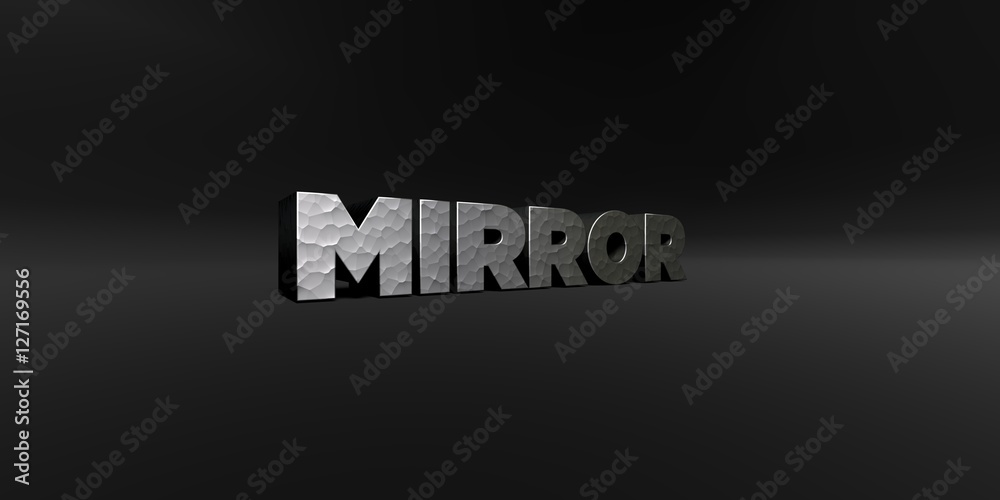 Fototapete mirror - hammered metal finish text on black studio - 3d rendered royalty free stock photo. this ima