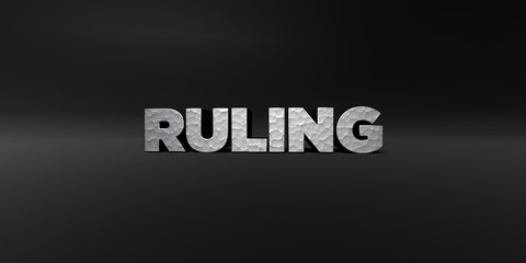 RULING - hammered metal finish text on black studio - 3D rendered royalty free stock photo. This image can be used for an online website banner ad or a print postcard.