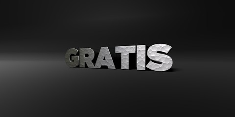 GRATIS - hammered metal finish text on black studio - 3D rendered royalty free stock photo. This image can be used for an online website banner ad or a print postcard.