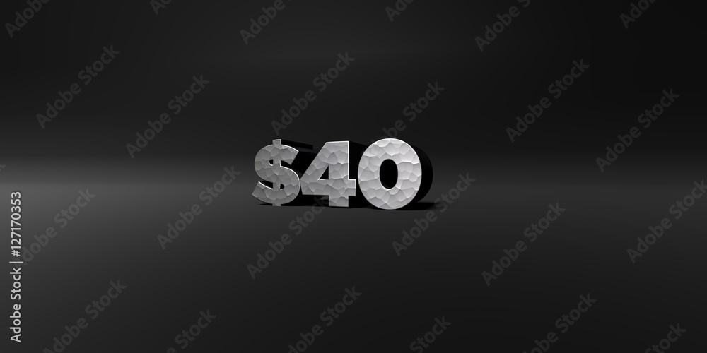 Fototapete $40 - hammered metal finish text on black studio - 3d rendered royalty free stock photo. this image 