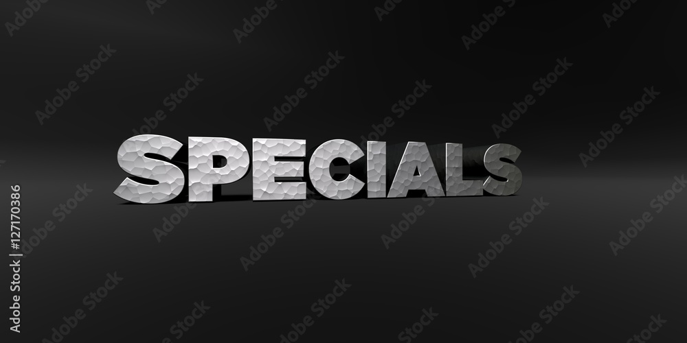 Fototapete specials - hammered metal finish text on black studio - 3d rendered royalty free stock photo. this i