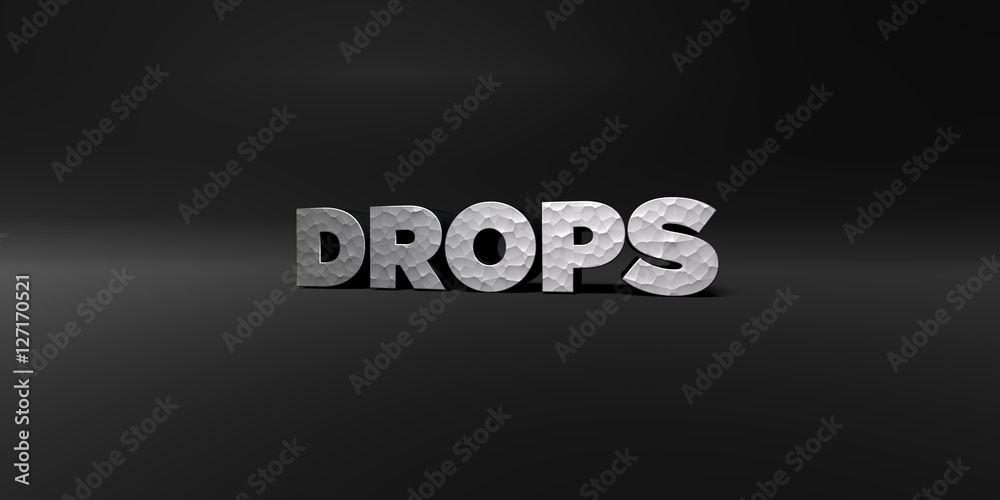 Fototapete drops - hammered metal finish text on black studio - 3d rendered royalty free stock photo. this imag