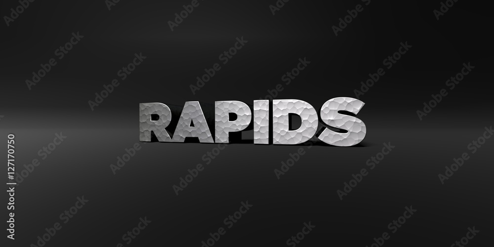 Fototapete rapids - hammered metal finish text on black studio - 3d rendered royalty free stock photo. this ima
