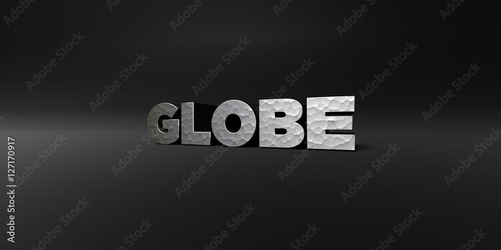 Fototapete globe - hammered metal finish text on black studio - 3d rendered royalty free stock photo. this imag