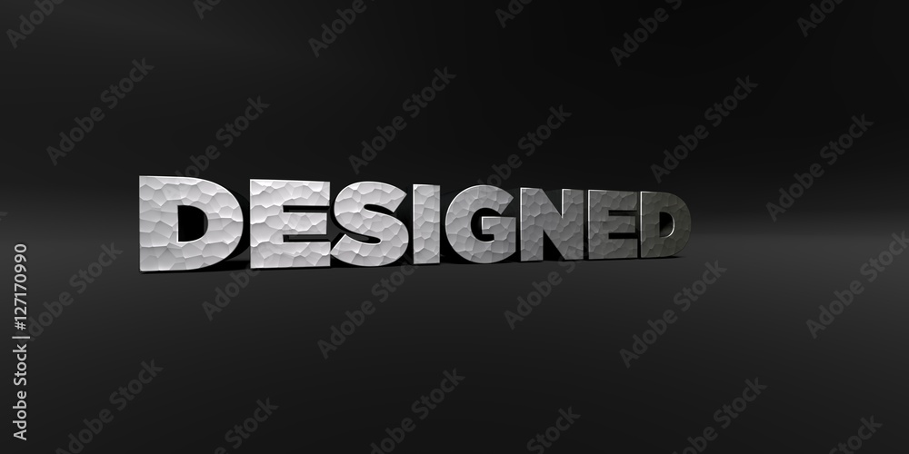 Fototapete designed - hammered metal finish text on black studio - 3d rendered royalty free stock photo. this i
