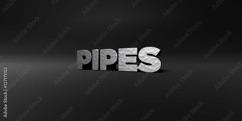Fototapete pipes - hammered metal finish text on black studio - 3d rendered royalty free stock photo. this imag