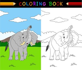 Naklejka premium Cartoon elephant coloring book