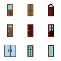 Security doors icons set. Flat illustration of 9 security doors vector icons for web