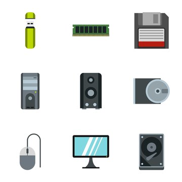 Computer protection icons set. Flat illustration of 9 computer protection vector icons for web