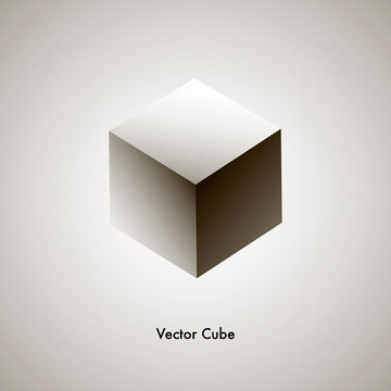 Vector grayscale cube, geometric object for a web design