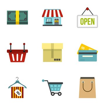 Purchase icons set. Flat illustration of 9 purchase vector icons for web
