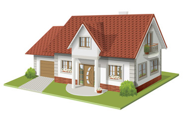 3d vector illustration of house with garage