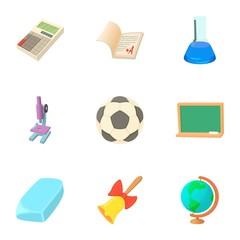 Schooling icons set. Cartoon illustration of 9 schooling vector icons for web