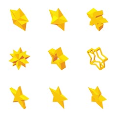 Geometric figure star icons set. Cartoon illustration of 9 geometric figure star vector icons for web