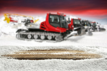 wooden desk and winter time 