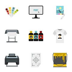 Print icons set. Flat illustration of 9 print vector icons for web