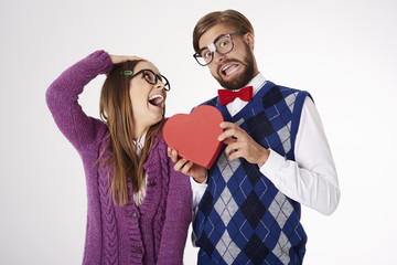 Young geeks falling in love