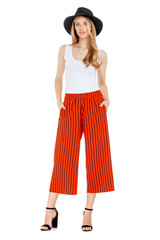 Fashion photo of young magnificent woman wearing fashionable summer clothes