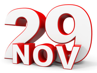 November 29. 3d text on white background.