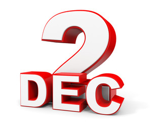 December 2. 3d text on white background.