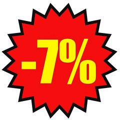 Discount 7 percent off. 3D illustration on white background.