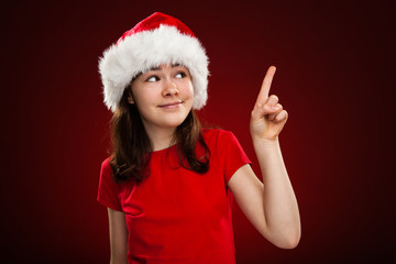 Christmas time - girl with Santa Claus Hat 