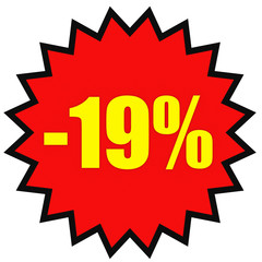 Discount 19 percent off. 3D illustration on white background.