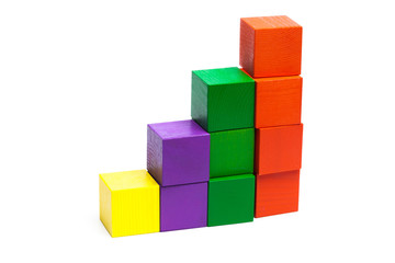 colored children cubes on  white isolated background