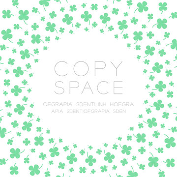 Four-leaf Clovers icon lucky sign pattern circle shape green color isolated on white color background, with copy space center