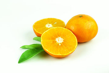 Naklejka na ściany i meble orange fruit slice isolated on white background